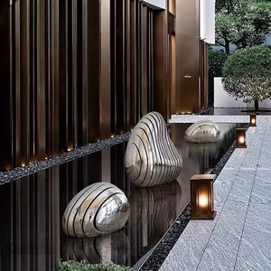 Vestíbulo del Hotel Decoración del piso al aire libre Villa Piscina Arte decorativo <span class=keywords><strong>Rocalla</strong></span> de acero inoxidable Escultura de piedra hueca - Product Image 3