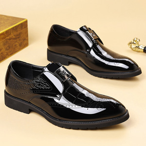 <b>Monk</b> Strap Dress <b>Shoes</b> <b>Men</b> Patent Leather Pointed Toe Anti Slip Office Career Formal Wear <b>Black</b> Size 40 - Product Image 2