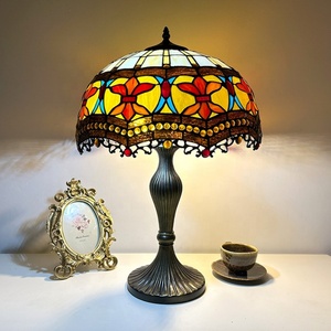 Lámpara de Mesa Estilo LongHuiJing, Simple, con Pantalla de Vidrio Multicolor de 16 Pulgadas de Ancho, Lámpara de Escritorio Antigua para Sala de Estar, E26, Flexible - Product Image 3