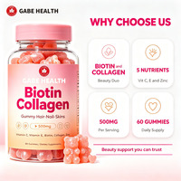 Gummies de biotine et collagène OEM sous marque privée 500mg, 60 unités, 5-en-1 Vitamines C, E, Zinc pour la beauté des cheveux, de la peau et des ongles, éclat pour femmes, personnalisables