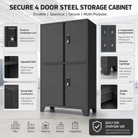 Gabinete de Almacenamiento Metálico Seguro de Cuatro Puertas con Cerraduras Electrónicas de Teclado, Base Elevada y Estantes Ajustables para Uso Comercial e Industrial