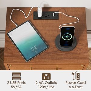 Wholesale Wood Wall Mounted <strong>Bedside</strong> <strong>Table</strong> with Charging Station <strong>Mid</strong> <strong>Century</strong> Modern Floating Nightstand with Storage Drawers - Product Image 5