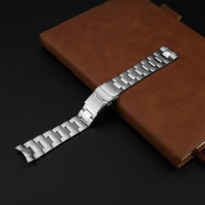 Bracelet de montre en métal de luxe personnalisable, acier inoxydable massif 304/316, différentes tailles - 22 mm, trois maillons, boucle de sécurité incurvée/platte - Product Image 1