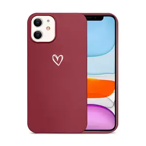 Cute Love Heart Phone Case New design luxury Matte square phone case for iphone Soft silicone tpu customize