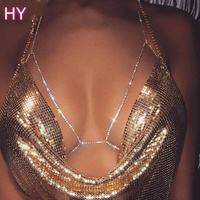 Chaîne de corps HY Moon Star Charm avec strass et croix pour femme, bijou de corps superposé, chaîne de taille, collier, bikini, été, plage
