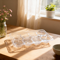 Boîtes d'emballage transparentes en plastique pour pâtisseries, biscuits, gâteaux, desserts, divisées en 8 petites compartiments