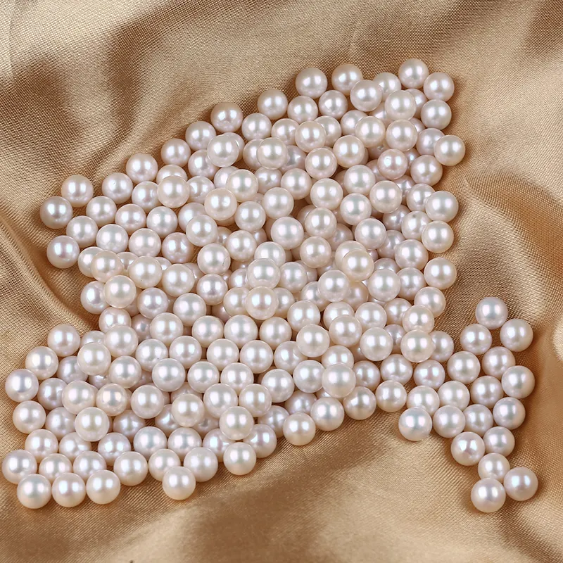 6-6.5mm Cultured Natural White Freshwater akoya oysters Round Pearls Beads