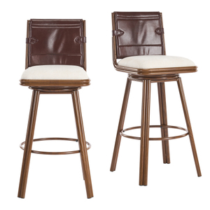 เก้าอี้บาร์ปรับระดับได้ รุ่น <span class=keywords><strong>Sibyl</strong></span> Indoor Convertible Dining ทำจากเชือกกระดาษ ดีไซน์ทันสมัย น้ำหนักเบา หมุนได้ ขาเก้าอี้เคลือบวอลนัท หุ้มเบาะสีเบจ - Product Image 2