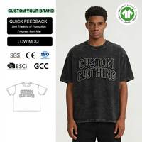 T-Shirts Homme Streetwear Surdimensionnés en Coton Lourd avec Logo Personnalisé, Imprimé Graphique de Haute Qualité, Lavage Acide, Style Vintage