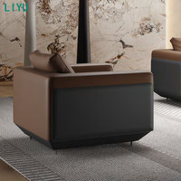 Canapé de restaurant demi-circulaire en cuir PU couleur café, mobilier moderne Liyu Furniture, en vente
