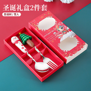 Ensemble cuillère et fourchette de Noël en acier inoxydable, cadeau créatif, cadeau de Noël de dessin animé, bonhomme de neige vieil homme, poupée Elk - Product Image 5