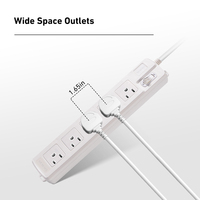 Regleta de alimentación de cobre de 4 orificios y 1.8M con enchufe múltiple, 15A/125V, estándar americano, para hogar y oficina