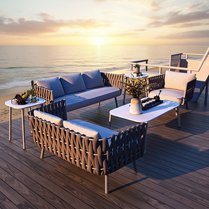 Set Divano da Esterno in Lega di Alluminio Design Nordico Impermeabile e Resistente al Sole Mobile per Patio Cortile Villa Giardino e Terrazza - Product Image 1