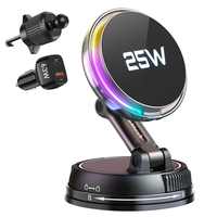 Meilleures ventes 2026 : Support magnétique universel pour iPhone 17 Pro Max avec support et lumière RGB, chargeur de voiture sans fil 25W