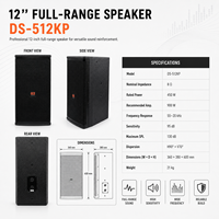 Haut-parleur passif bidirectionnel DSZ DS-512KP de 18 pouces, 8 ohms, réponse en fréquence 55-20 kHz, en bois, pour usage extérieur, KTV, bars, clubs et maison