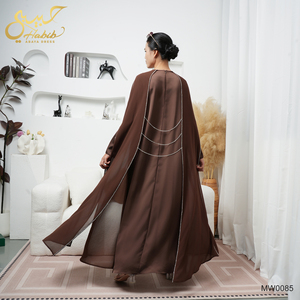 EID Ramadan Arabe Brun Couleur Strass Abaya Fabricants Abaya Femmes Robe Musulmane - Product Image 5