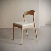 Chaise de salle à manger nordique en bois massif, dossier incurvé, coussin rembourré, chaise latérale minimaliste en bois, pour la maison, la salle à manger, le café, mobilier personnalisé OEM.
