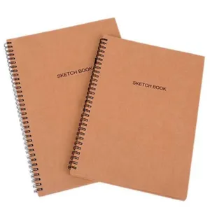Barato tamaño personalizado Kraft marrón, papel de cubierta de papel de cuaderno de la escuela libro del bosquejo en blanco