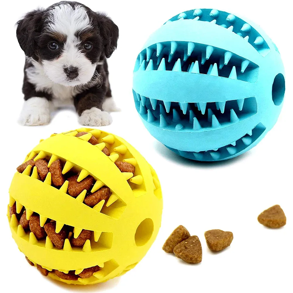 ลูกบอลกลิ้งวิเศษสำหรับสุนัขของเล่นสุนัขแบบโต้ตอบที่ป้อนช้าเคี้ยวของเล่นสุนัขสัตว์เลี้ยง