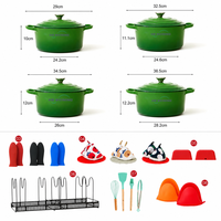 Ensemble d'ustensiles de cuisine en fonte émaillée pour les programmes de vente au détail, la personnalisation de marque et la fourniture en gros aux cuisiniers