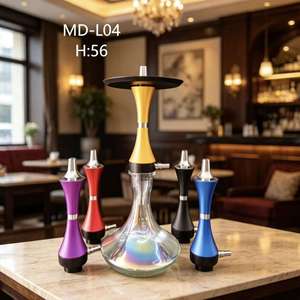 Moderno Set de Hookah de Cristal con Vástago de Aluminio y Boquillas Coloridas para Uso en Bares y Lounges - Product Image 5