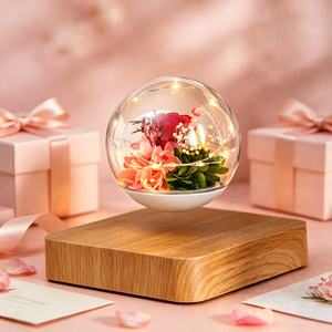 Unique Women Gift Magnetic Levitation Floating Preserved Flower Globe Lamp Home Bedroom Ornament Wedding Favor - Product Image 1