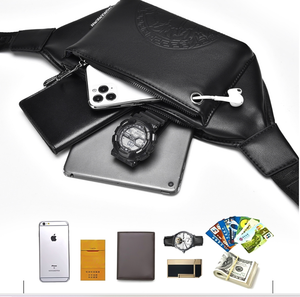 Borsa a tracolla e marsupio da uomo alla moda, impermeabile in nylon e PU con chiusura a cerniera, ideale per l'uso quotidiano - Produzione Cinese - Product Image 6