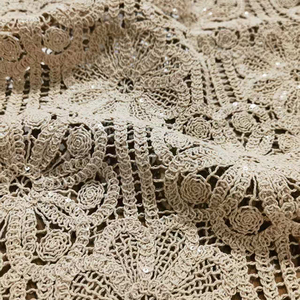 Doux Bonne Texture Jaune Blanc <span class=keywords><strong>Crochet</strong></span> Polyester Coton Dentelle Tissu Polyester Fil <span class=keywords><strong>Crochet</strong></span> <span class=keywords><strong>Rideau</strong></span> Tissu - Product Image 4