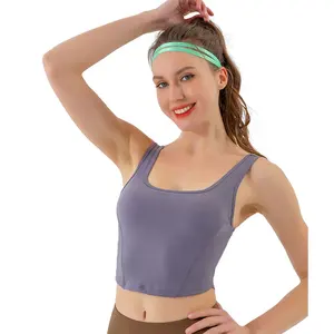Chaleco de yoga transpirable sin espalda de nailon para mujer, Camiseta deportiva de secado rápido con logotipo personalizado de alta calidad para mujer