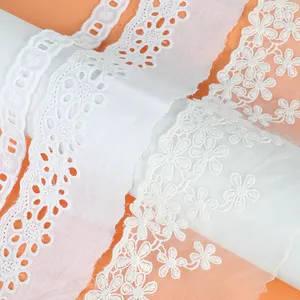 Wholesale French Style Cotton Lace Trim By The Yard For Wedding Dresses Sewing Embroidery Clothing Accessories 5cm Width