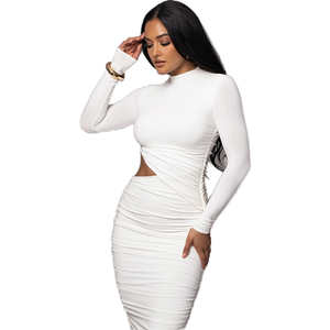 <b>Fall</b> New <b>Women's</b> Casual Eco-Friendly MIX Solid White Slim <b>Long</b> <b>Sleeve</b> <b>Dresses</b> - Product Image 1