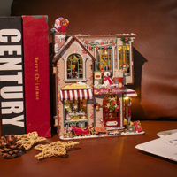Nouveau produit 2026 M2516 Maison miniature de Noël enchantée, cadeau de Noël, maison de poupée, kit de maison de poupée en bois