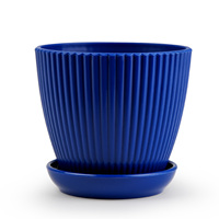 Petit pot de fleurs circulaire moderne en plastique PP avec trous de drainage et plateau - Durable pour la maison/le bureau et la plantation de plantes succulentes
