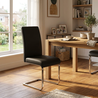 Chaise de salle à manger moderne en cuir PU courbé avec pieds en métal, dossier haut – Mobilier de cuisine et de maison de luxe léger