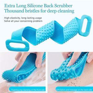 Silicone <b>Bath</b> Body Scrubber Bathroom Shower Back Cleaning Brush with Removal Belt Exfoliating Shower Scrub Tool - Product Image 2