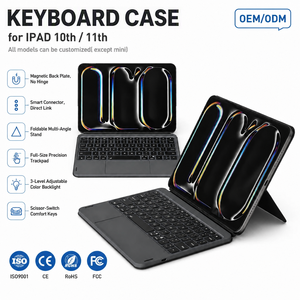 Funda con Teclado para iPad 10.ª Gen. <span class=keywords><strong>2022</strong></span> y 11.ª Gen., Plegable, con Soporte Multiángulo, Teclas <span class=keywords><strong>de</strong></span> Tijera, Panel Táctil Multigesto, Retroiluminación Colorida - Product Image 1