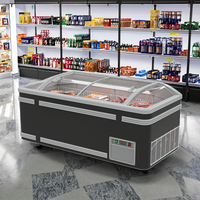 Équipement de congélation de réfrigération de nourriture de refroidissement direct Congélateurs commerciaux d'île Réfrigération de supermarché vitrine