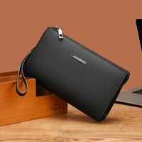 Dompet Clutch Pria Baru Tas Tangan Gaya Bisnis Tali Pergelangan Tangan Kapasitas Besar Minimalis PU Ultra-ringan Tahan Aus Koin Ponsel