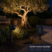 Projecteur solaire extérieur pour jardins, patios et allées, 50 lumens, LED 3000K avec tête réglable et panneau séparé