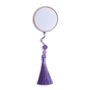 Customized Portable Round Shape Single Side Metal Hollow Out Pocket <b>Compact</b> <b>Mirror</b> with Tassel - Product Image 2