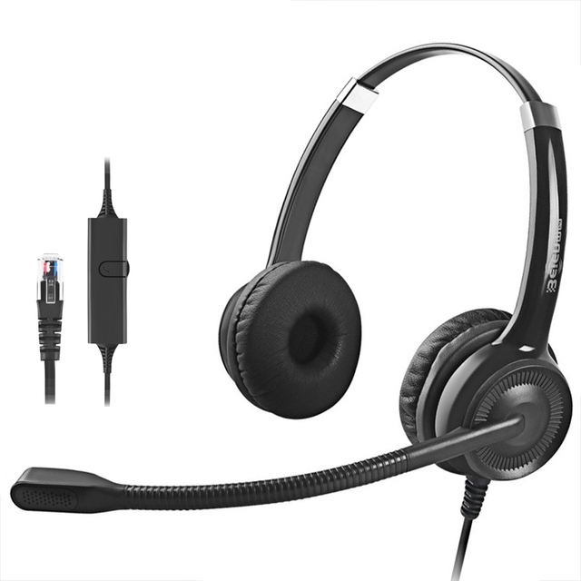 Beien High-Quality Noise Cancelling Call Center Headset RJ9/RJ11 With Volume Control and Microphone for Cisco, Avaya, Yealink