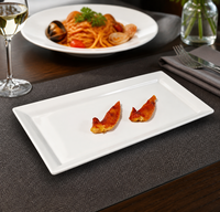 Assiette rectangulaire en mélamine blanc brillant, design personnalisé, compatible lave-vaisselle, plateau alimentaire pour barbecue et restaurant de fondue