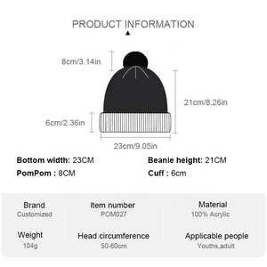 Embroidery Cheap <strong>Men</strong> Custom Winter Knit <strong>Hat</strong> <strong>Pom</strong> <strong>Pom</strong> Jacquard Soft Acrylic Beanie With Fur Thermal Camouflage Skully Beanie <strong>Hat</strong> - Product Image 6