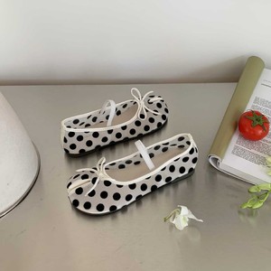 Zapatos Planos Mary Jane con Puntos, Punta Redonda, Correa en T y Decoración de Lazo para Mujer, Todas las Temporadas, Suela Suave, Parte Superior Textil, Suela de Goma - Product Image 3