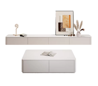 Ensemble table basse et meuble TV en bois, style minimaliste européen moderne, couleur personnalisable, support au sol, pour salon et appartement