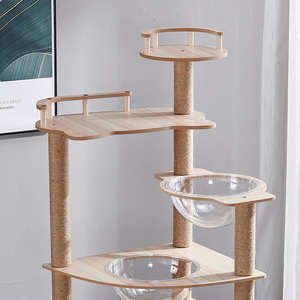 Furnitur kayu Modern untuk mainan kucing, mainan menara tempat tidur gantung hewan peliharaan, bingkai memanjat termasuk kucing menggaruk karton - Product Image 3