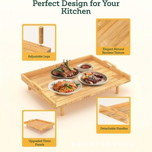 Bamboo <b>Oven</b> <b>Rack</b> Wooden Stove Cover Square Seasoning Tray For Kitchen Storage - Product Image 2