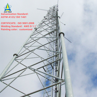 Tour pylon tubulaire en acier à 3 tubes de 36m, 42m, 45m, 60m, technologie professionnelle pour réseaux GSM LTE à faible résistance au vent