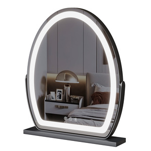 360 °   <span class=keywords><strong>Miroir</strong></span> de maquillage LED ovale rotatif, <span class=keywords><strong>miroir</strong></span> de vanité rechargeable avec cadre métallique pour le maquillage et les soins de la peau sur le bureau - Product Image 6