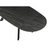 Table ronde avec plateau en pierre céramique frittée de 12 mm d'épaisseur, fonction extensible, ensemble de table à manger avec 8 chaises